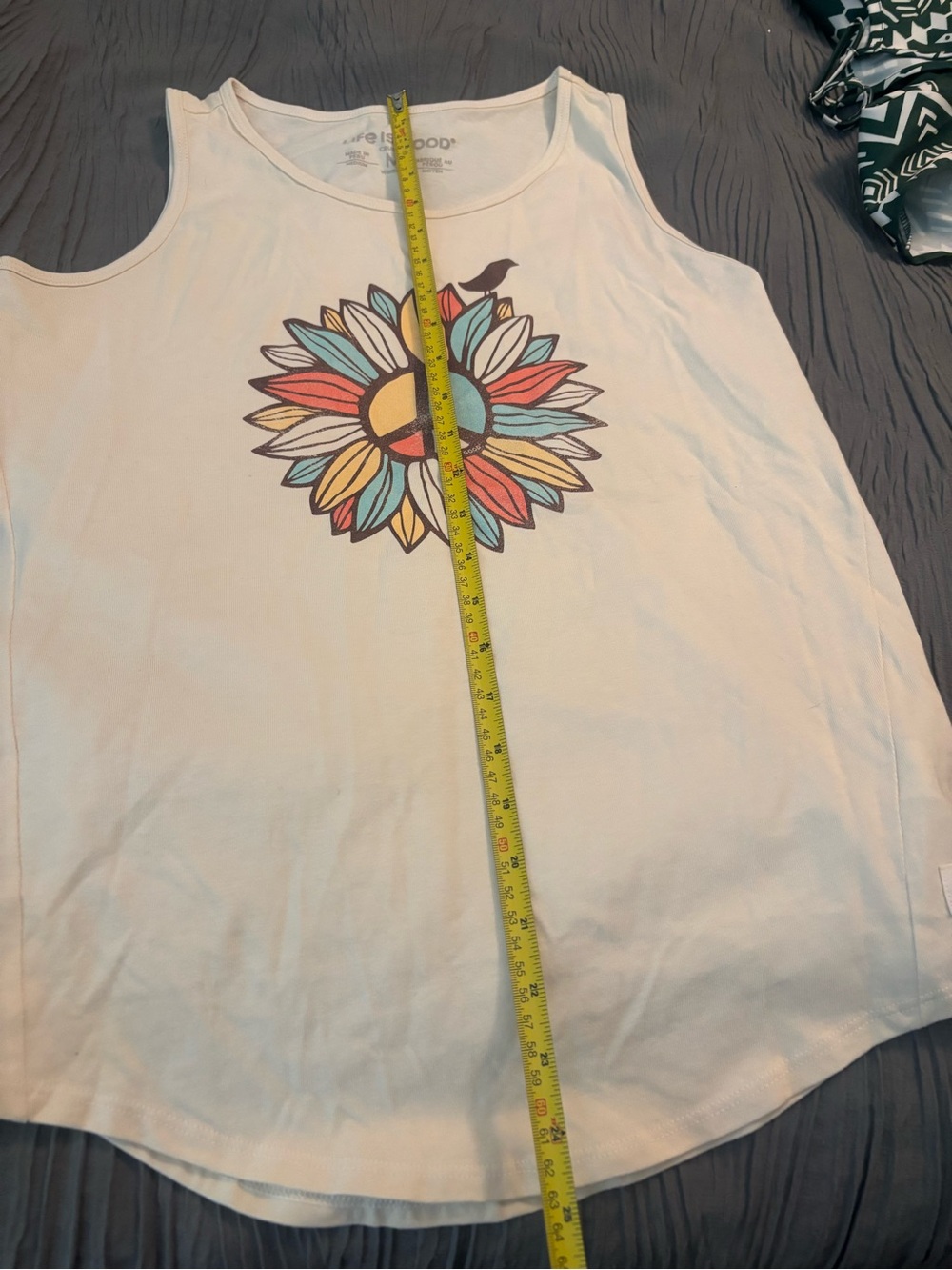 Life Is Good Cream Tank with Multi-Color Sunflower Peace Graphic - Picture 4 of 5